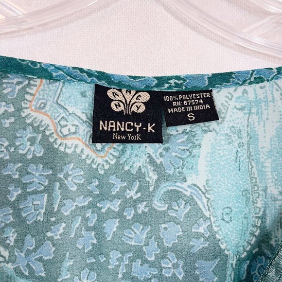 Vintage Y2K Paisley Print Sheer Long Sleeve Blouse Boho Indie Bohemian SMALL - Picture 6 of 6